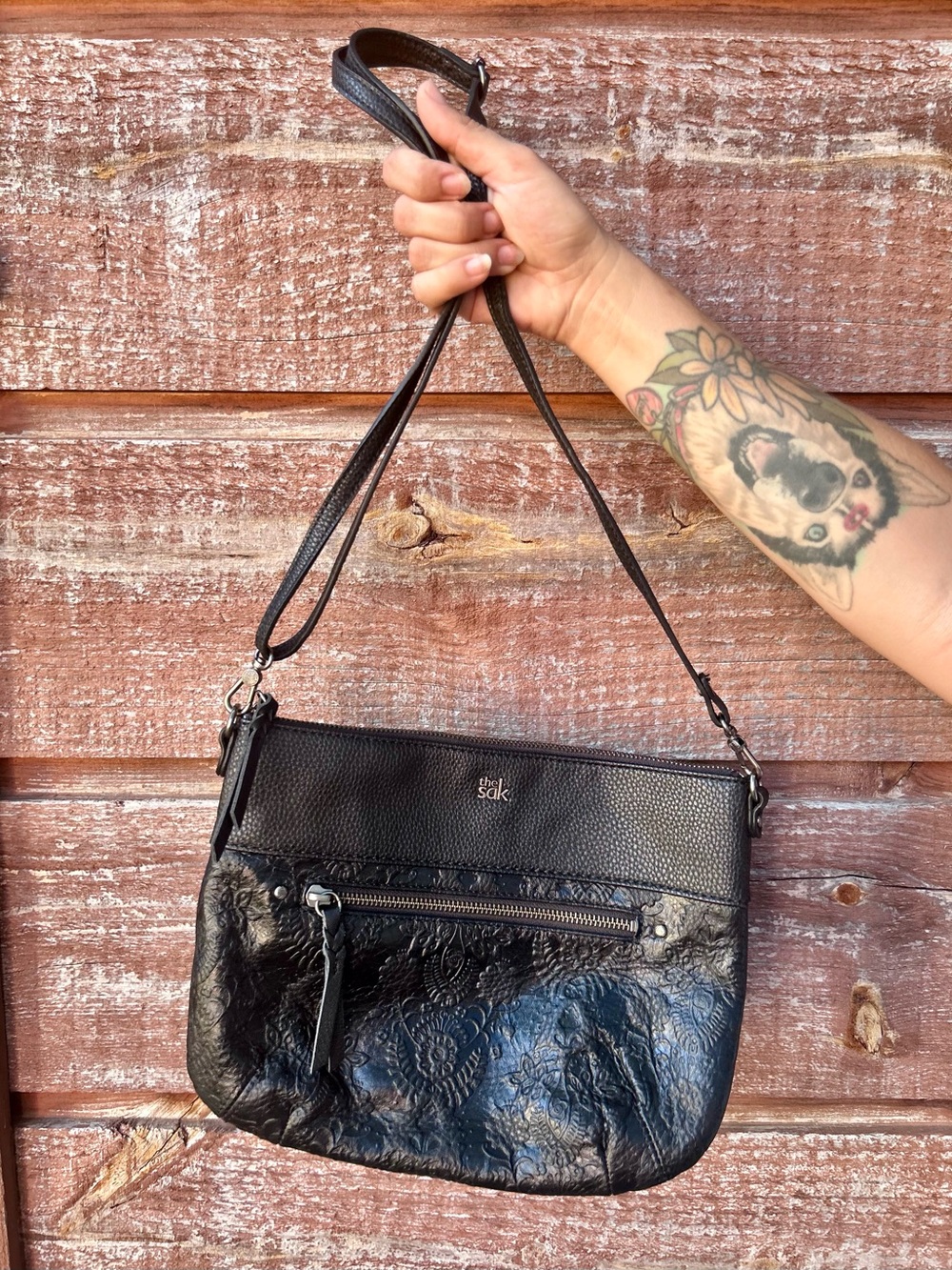 The Sak Black Leather Crossbody Bag